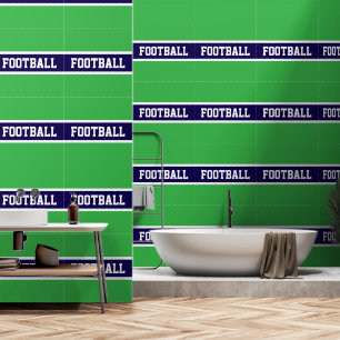 Papel Pintado FÚTBOL Verde Atlético Azul Marino Blanco Rayas