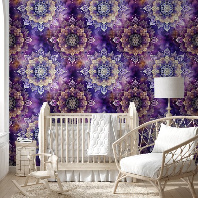 Papel Pintado Galactic Purple and Gold Mandala Pattern (Niños)