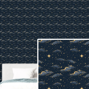 Papel Pintado Galaxy Gold Purpurina Starry Night Oscuro Deep Blu