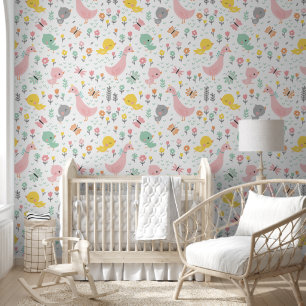Papel Pintado Ganso y cotilleos en tonos pastel