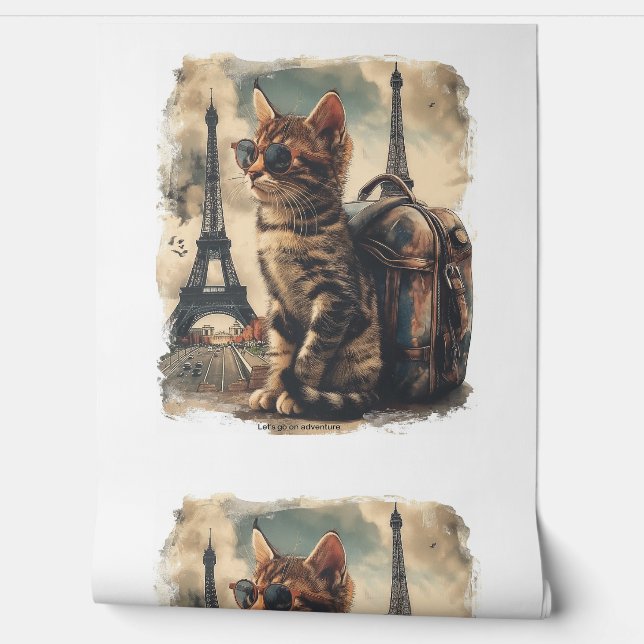 Papel Pintado Gato Compañero de Viaje (Desenrollar)