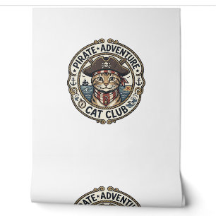 Papel Pintado Gato de Aventura Pirata Arte Vectorial POD - Avent