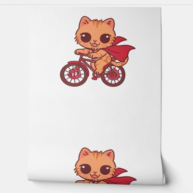 Papel Pintado Gato de vampiros en bicicleta de Halloween - Cute  (Desenrollar)