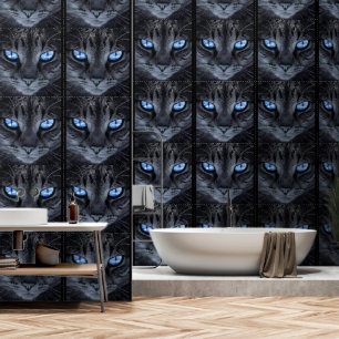 Papel Pintado Gato negro con ojos azules