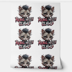 Papel Pintado Gato Punk Rock con Garras Estética