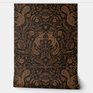 Papel Pintado Gatos bohemios refinados - Negro blanqueado