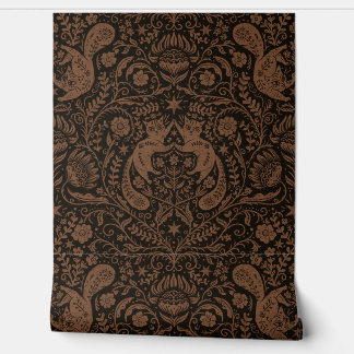 Papel Pintado Gatos bohemios refinados - Negro blanqueado