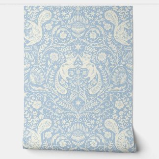 Papel Pintado Gatos bohemios refinados - Niebla azul