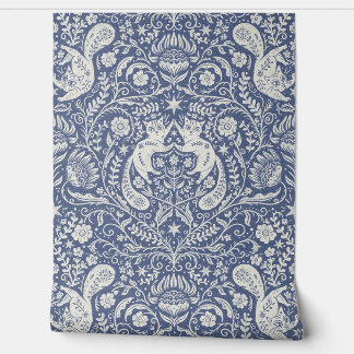 Papel Pintado Gatos bohemios refinados - Nova azul oscuro