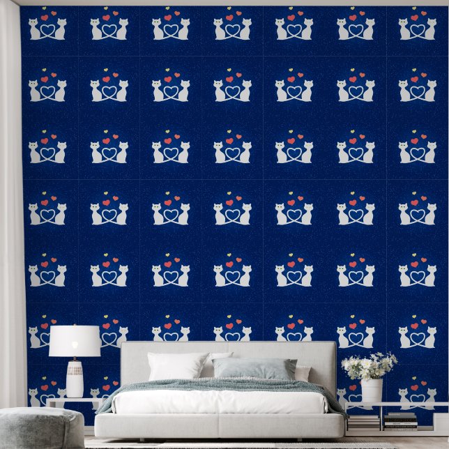 Papel Pintado Gatos enamorados (Dormitorio)