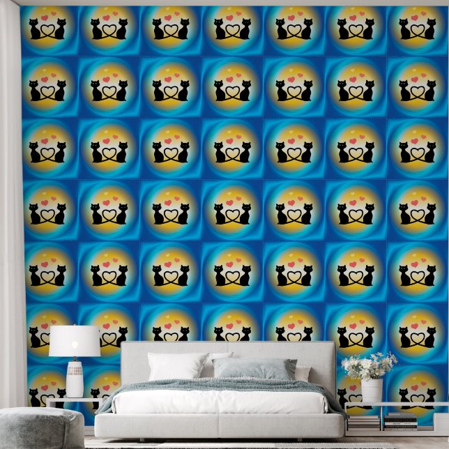 Papel Pintado Gatos enamorados (Dormitorio)
