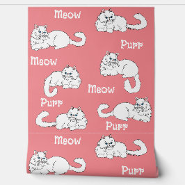 Papel Pintado Gatos persas divertidos y caprichosos sobre rosa