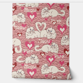 Papel Pintado Gatos románticos persas en rosado