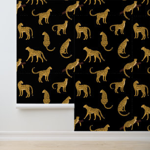 Papel Pintado Gatos Salvajes Leopardos Guepardos Negro Amarillo