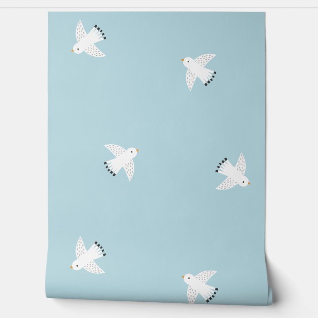 Papel Pintado Gaviotas cortas en azul claro (Desenrollar)