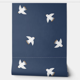 Papel Pintado Gaviotas cortas en azul oscuro