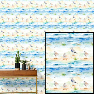 Papel Pintado Gaviotas de pájaros de playa en una playa de arena