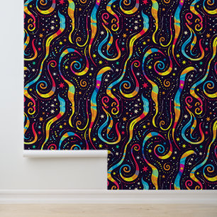 Papel Pintado genial galaxia retro con azulejos de diseño niños 