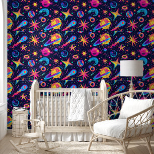 Papel Pintado geniales niños de patrón de galaxia retro