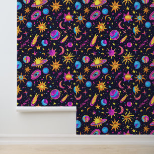 Papel Pintado geniales niños de patrón de galaxia retro