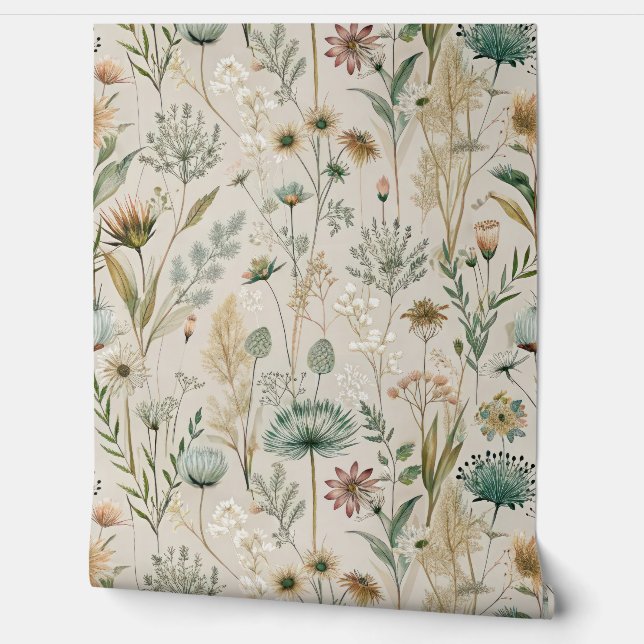 Papel Pintado Gentle Meadow Wildflower & Grass Botanical (Desenrollar)