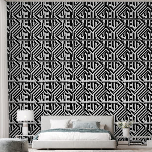 Papel Pintado Geo de franjas blancas negras