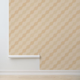 Papel Pintado Geometría de Onda Fluyente en Champagne y Marfil