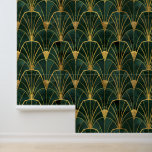 Papel Pintado Geometría del Art Deco Verde y Oro<br><div class="desc">Este diseño se puede personalizar eligiendo la opción Editar diseño. También puede transferir a otros artículos. Póngase en contacto conmigo en colorflowcreations@gmail.com o utilice la opción de chat en la parte superior de la página si desea tener este diseño en otro producto o necesita ayuda con este diseño. No puedo...</div>