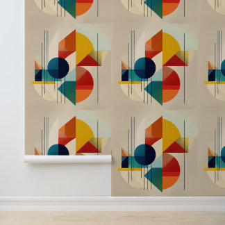 Papel Pintado Geometric Abstract Art in Bauhaus Style