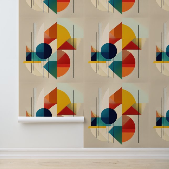 Papel Pintado Geometric Abstract Art in Bauhaus Style (Solicitud)