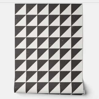 Papel Pintado Geometric Black And Off-White Triangles Wallpaper