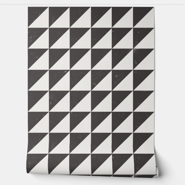 Papel Pintado Geometric Black And Off-White Triangles Wallpaper (Desenrollar)