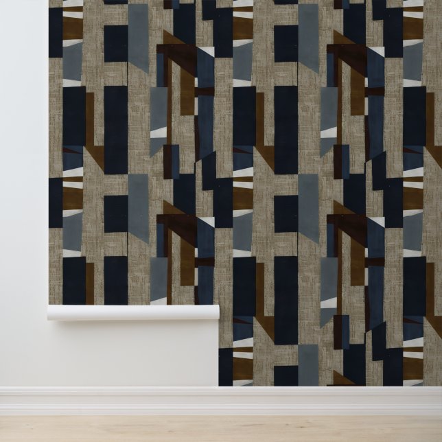 Papel Pintado Geometric Tribal (Terracotta + Blue) Luxury (Solicitud)