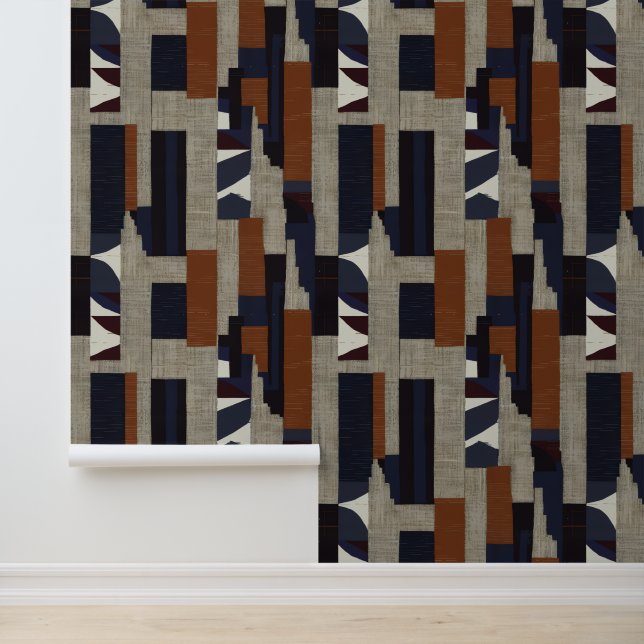 Papel Pintado Geometric Tribal (Terracotta + Orange) Luxury (Solicitud)