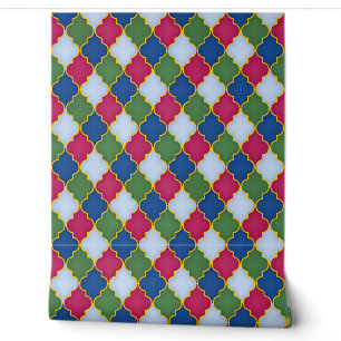 Papel Pintado Geométrica del Entramado Azul Marroquí