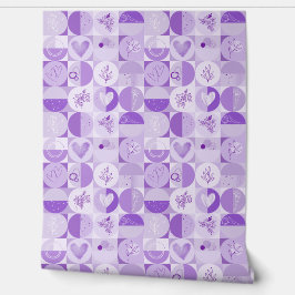 Papel Pintado geometrical abstract patterns in lavender tones