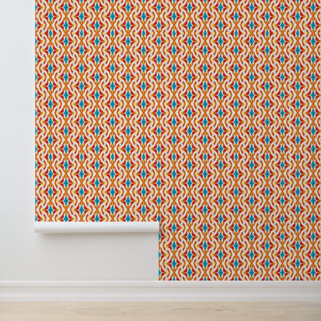 Papel Pintado Geométrico azul y blanco naranja (Solicitud)
