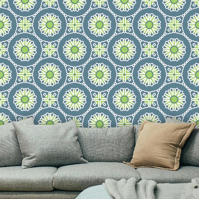 Papel Pintado Geométrico Bohemian profundo Verde azulado Lime Gr (Subido por el creador)