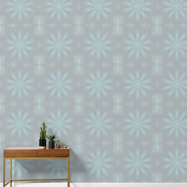 Papel Pintado Geométrico de Estrellas Gris Platead (Pasillo)