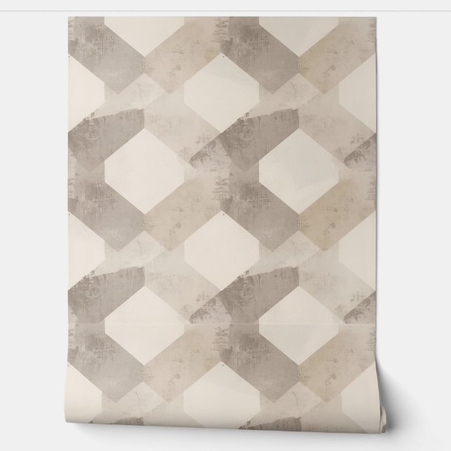 Papel Pintado Geométrico Moderno de Tonos Neutros (Desenrollar)