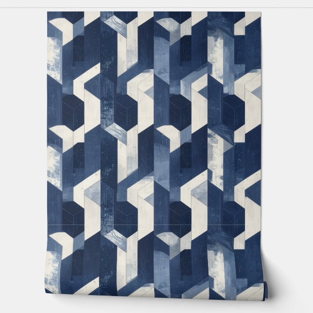 Papel pintado geométrico Navy Prism Retreat (Desenrollar)