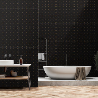 Papel pintado geométrico negro de lujo para baño