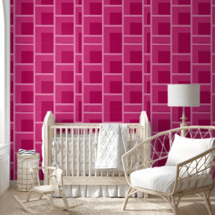 Papel Pintado geométrico rosa abstracto moderno de mediados de s