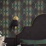 Papel Pintado Geométrico verde y oro Art Deco<br><div class="desc">Añade un toque de glamour vintage a tu espacio con este sofisticado fondo de pantalla Art Déco. El intrincado patrón geométrico en ricos tonos verdes y dorados crea un aspecto lujoso y atemporal. Este papel pintado de pelos y palos es fácil de aplicar y eliminar, por lo que es perfecto...</div>