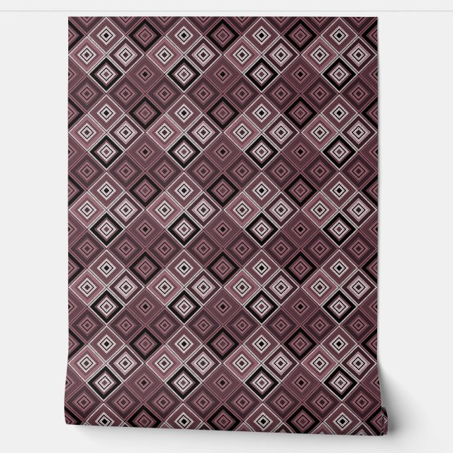 Papel Pintado Geometry ethnic patchwork brown burgundy  (Desenrollar)