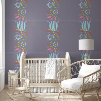 Papel Pintado Gigantesco Patrón de florecimiento de flores silve