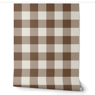Papel Pintado Gingham a cuadros grandes marrón