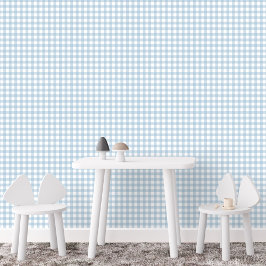 Papel Pintado Gingham Check linda casa de campo azul