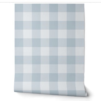 Papel Pintado Gingham Cuadros Grandes Azul Polvo
