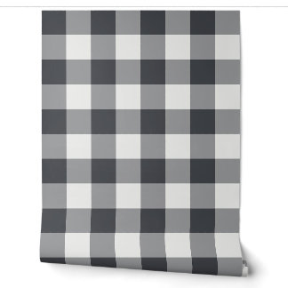 Papel Pintado Gingham de cuadros grandes de búfalo de carbón veg